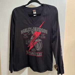 Harley-Davidson Black and Red Long Sleeve Tee
